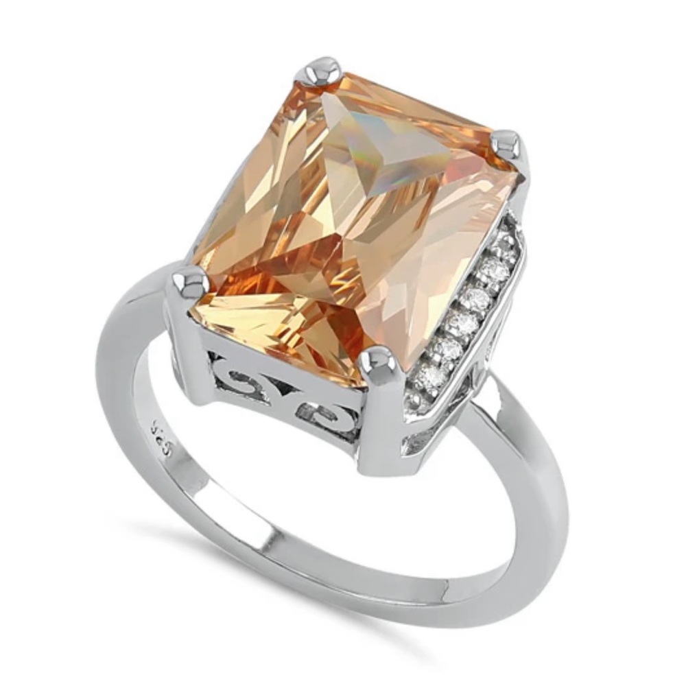 Bold Silver and Gold Ring with Square-Cut Gemstone